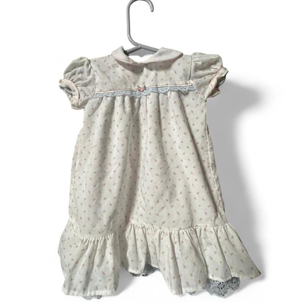 Handmade newborn vintage long gown style dress floral soft coquette cottage
